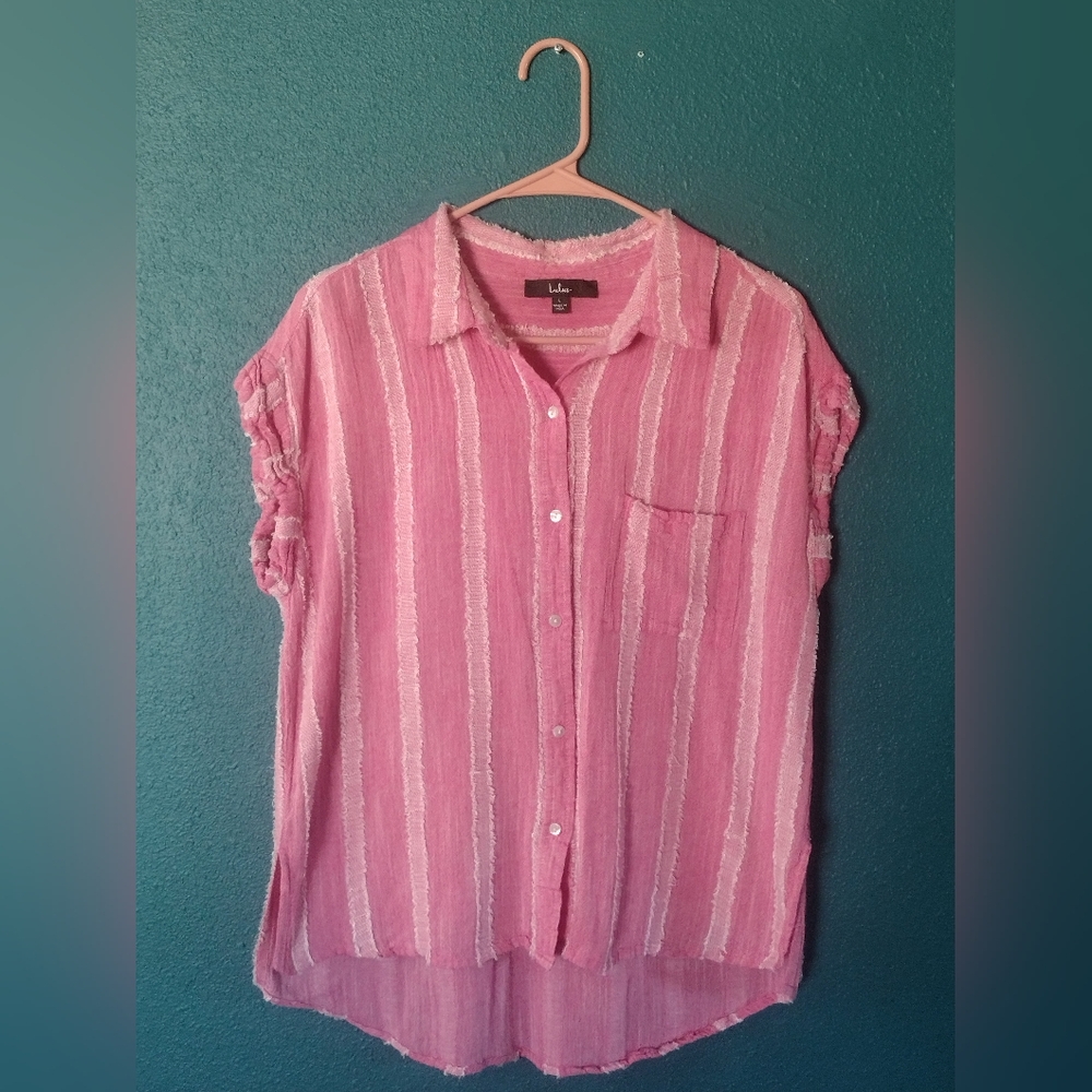 Lulu's Pink Striped Button-Down Shirt